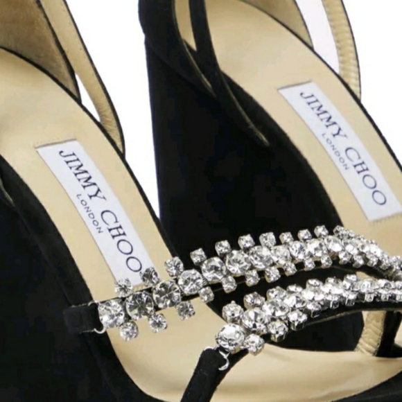 NEW NEW NEW CHOO CHOO CHOO Jimmy Choo Platform Rhinestone Wedges Crystal - Picture 13 of 16